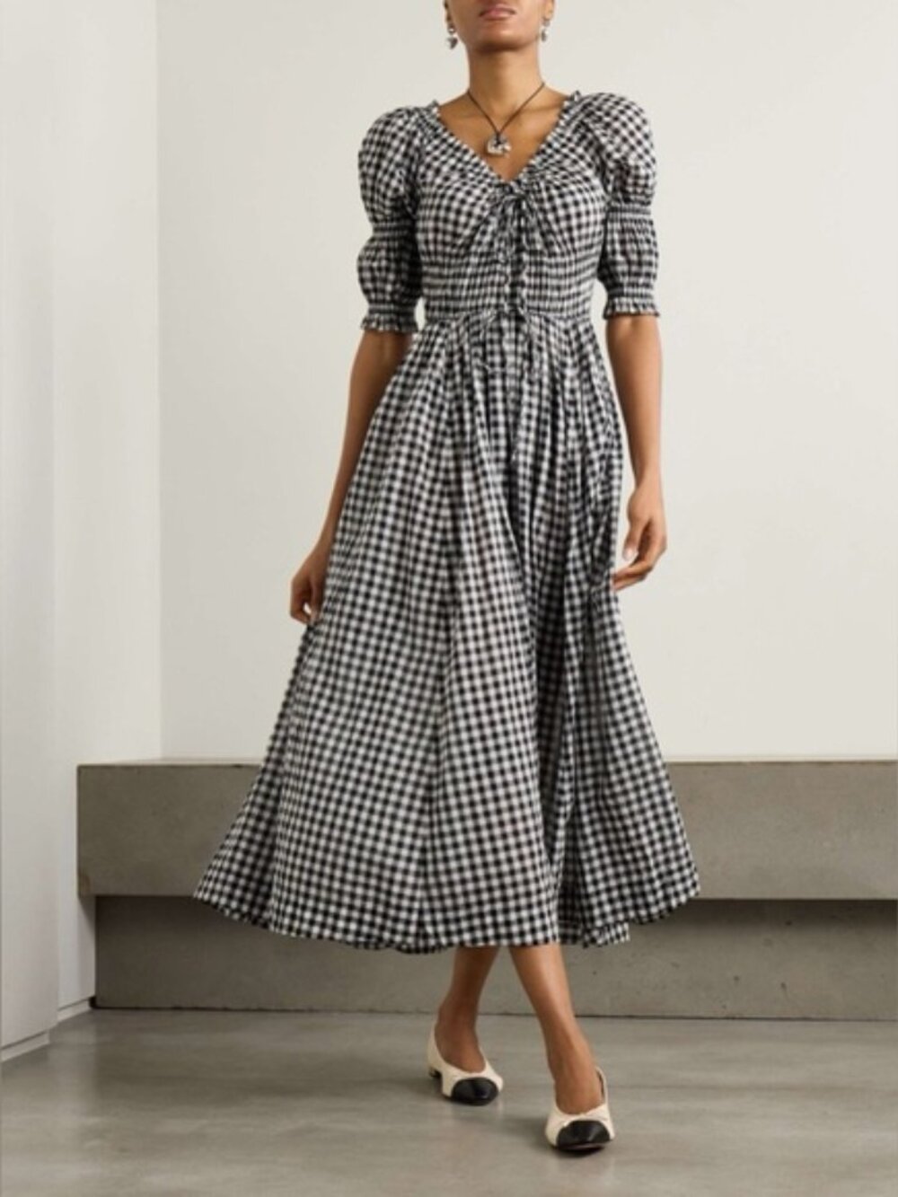 NWT Doen Ischia Dress in Noir Greta Gingham